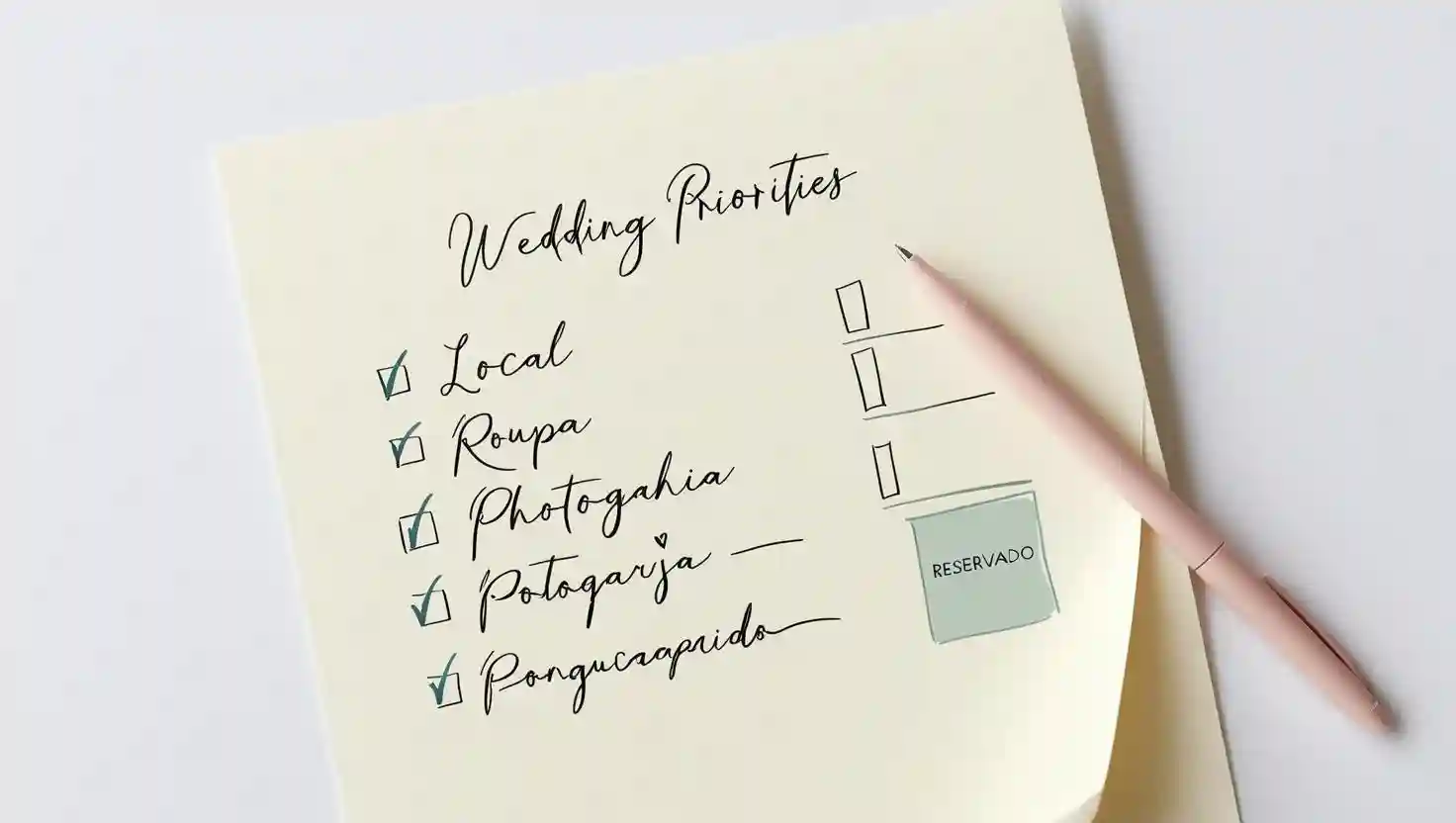 Lista de prioridades para o casamento