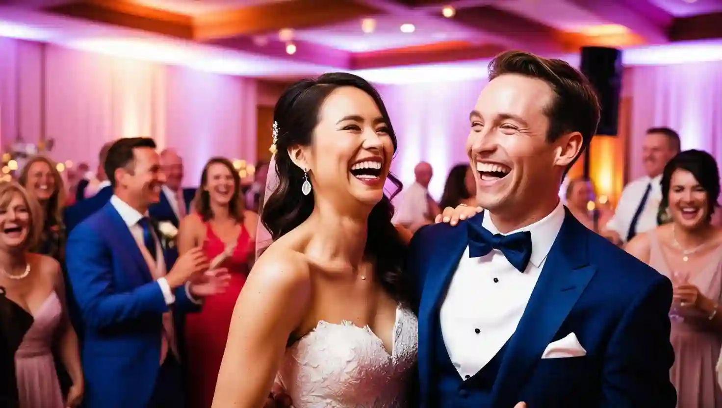 Casal aproveitando a festa de casamento
