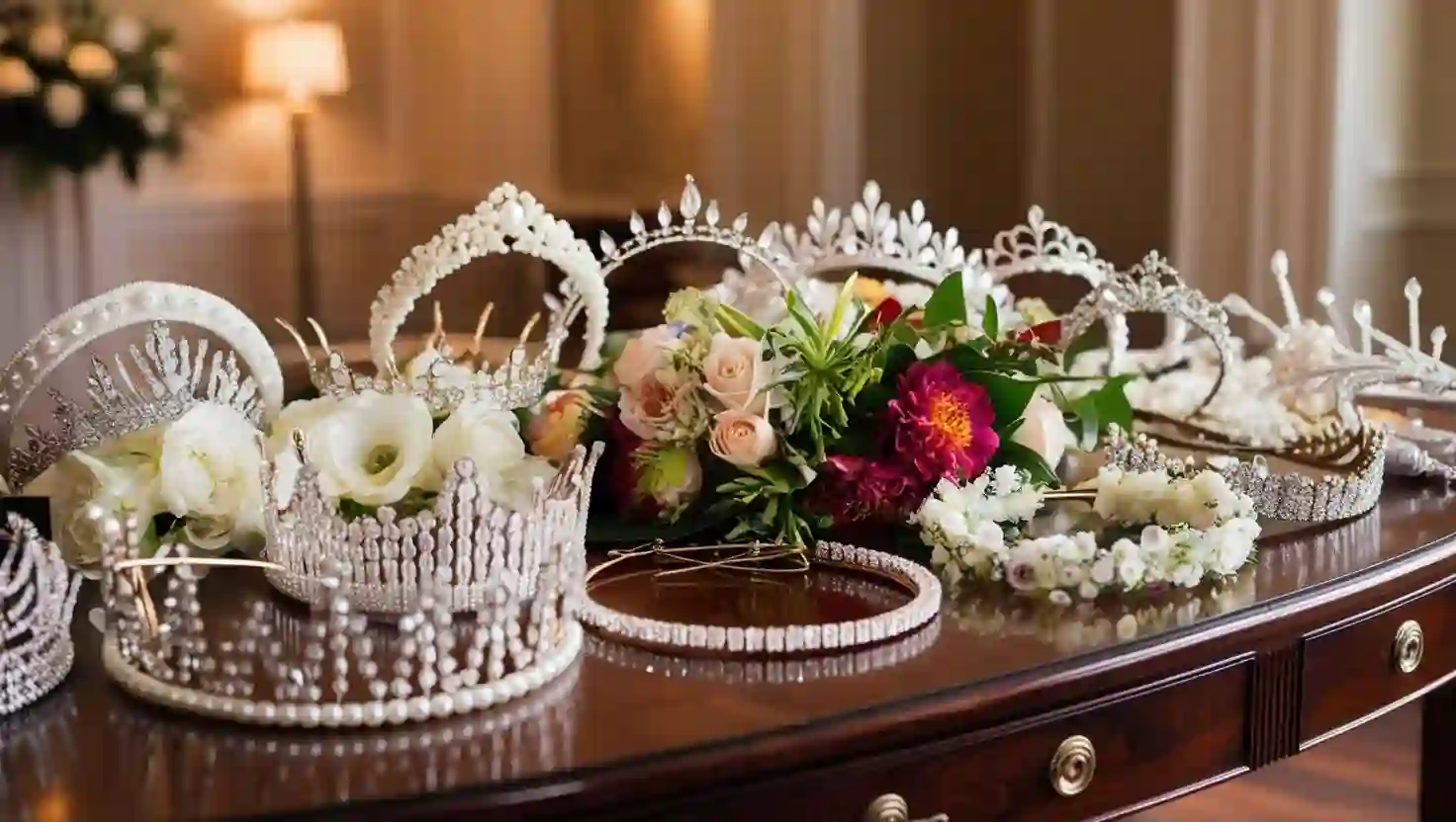 Vários estilos de tiaras para noivas