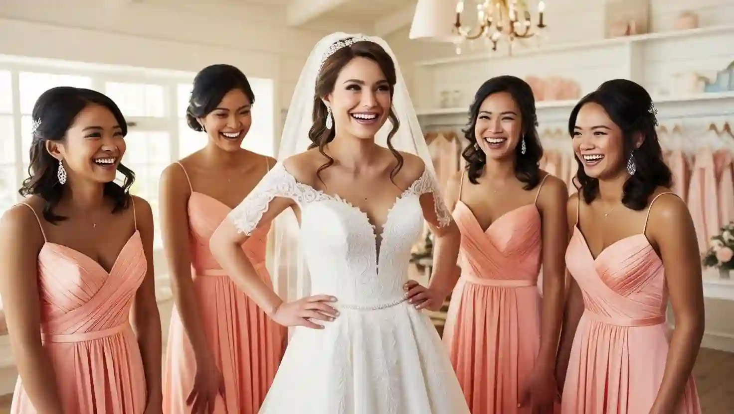 Noiva provando vestido de casamento