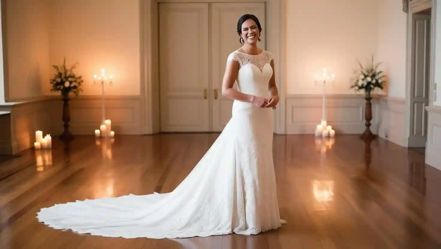 Noiva com vestido clássico e elegante